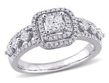 4/5 Carat (ctw H-I, I2-I3) Diamond Double Halo Engagement Ring in 10K White Gold